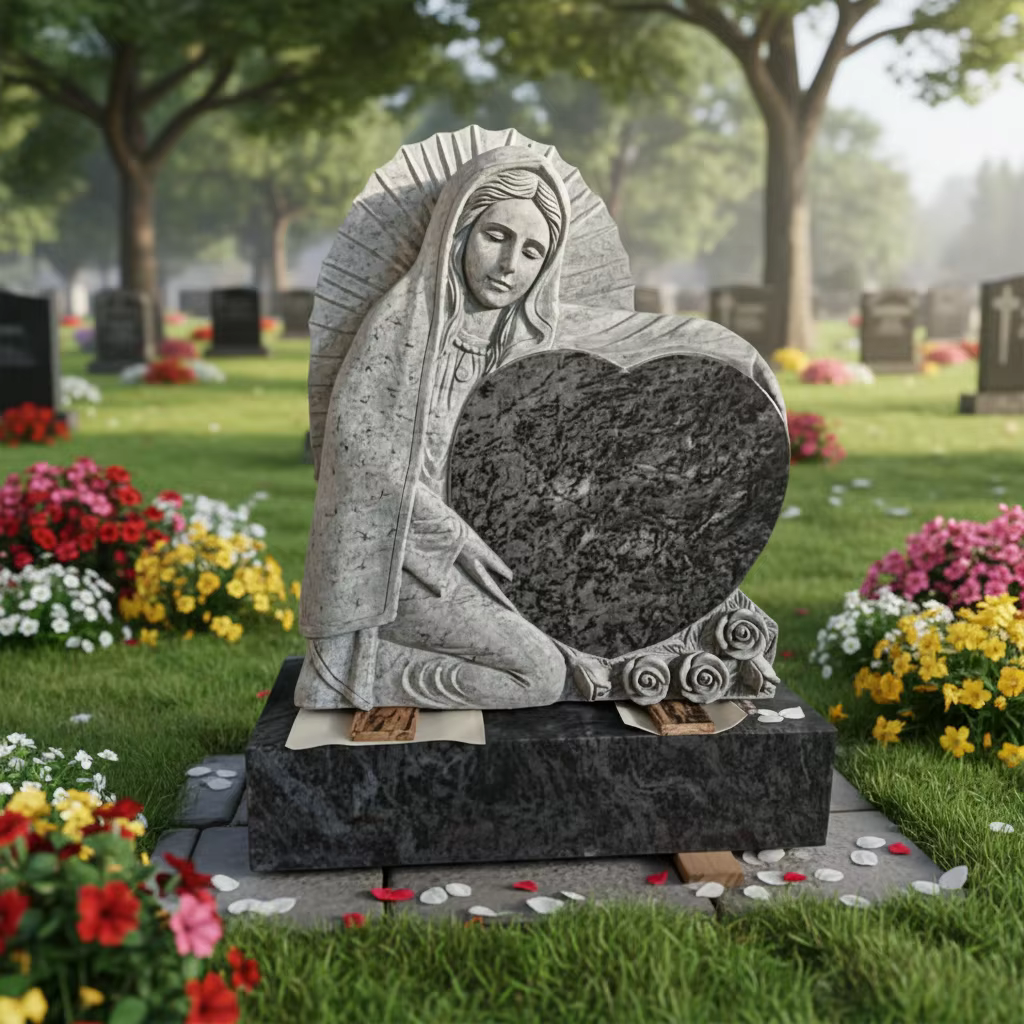 Blue Granite Headstone cemetery memorial stone