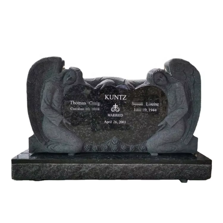 Blue Granite Tombstone Statue cemetery memorial stone
