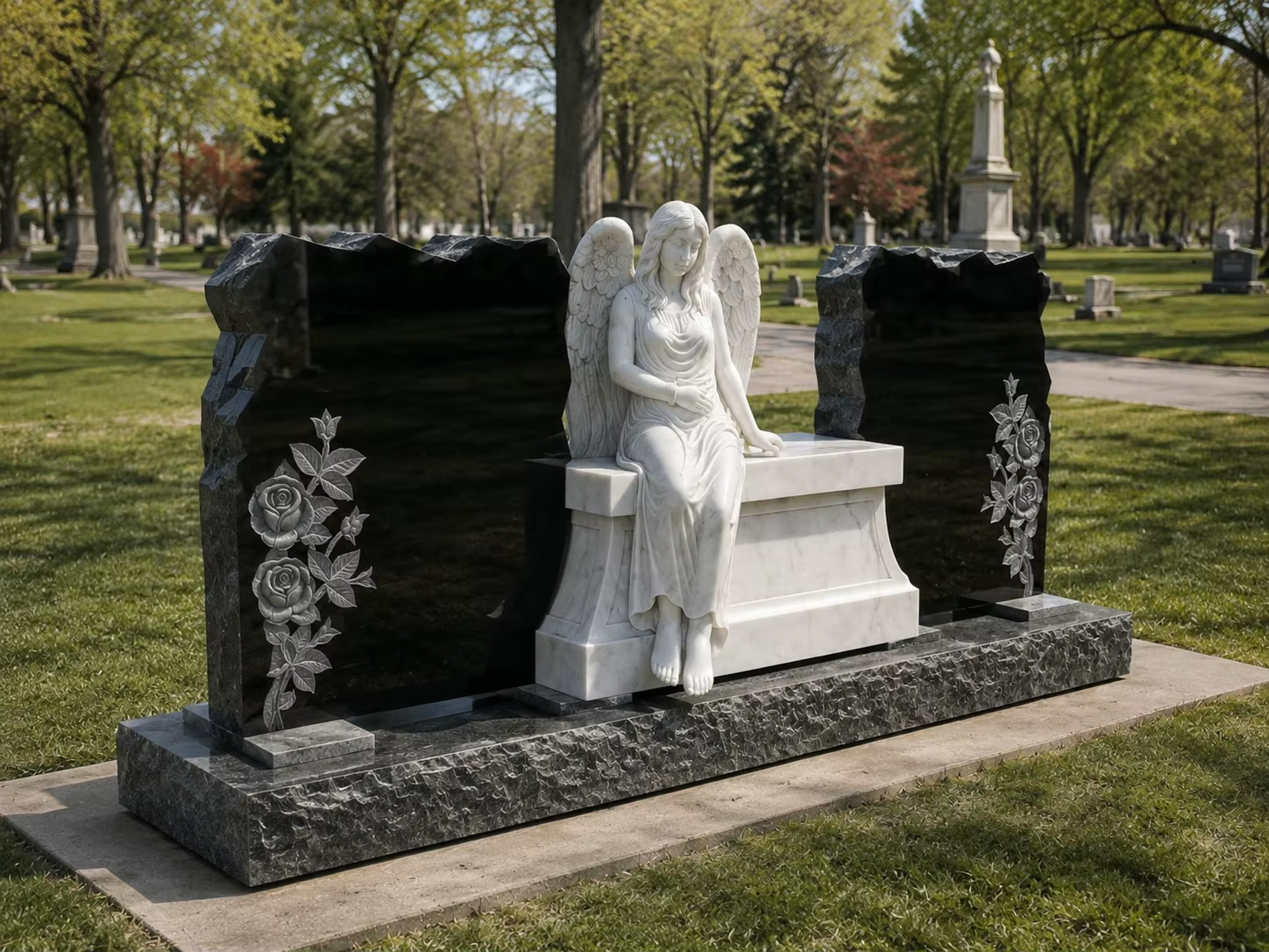 White Modern Marble Tombstone Statue detail image 2