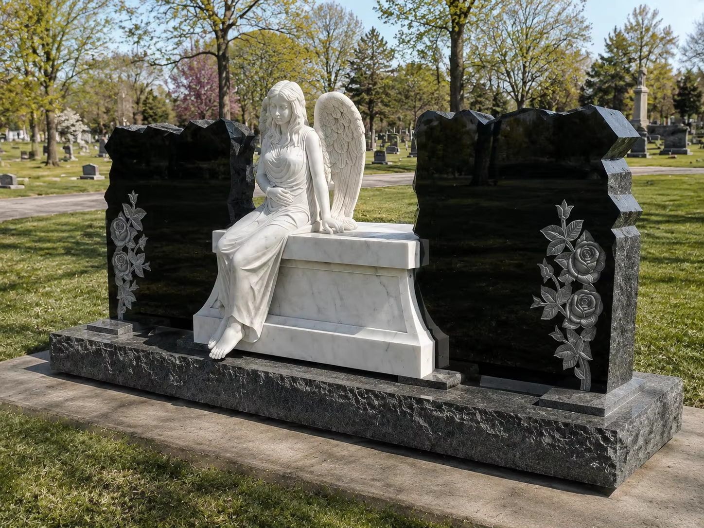 White Modern Marble Tombstone Statue detail image 3