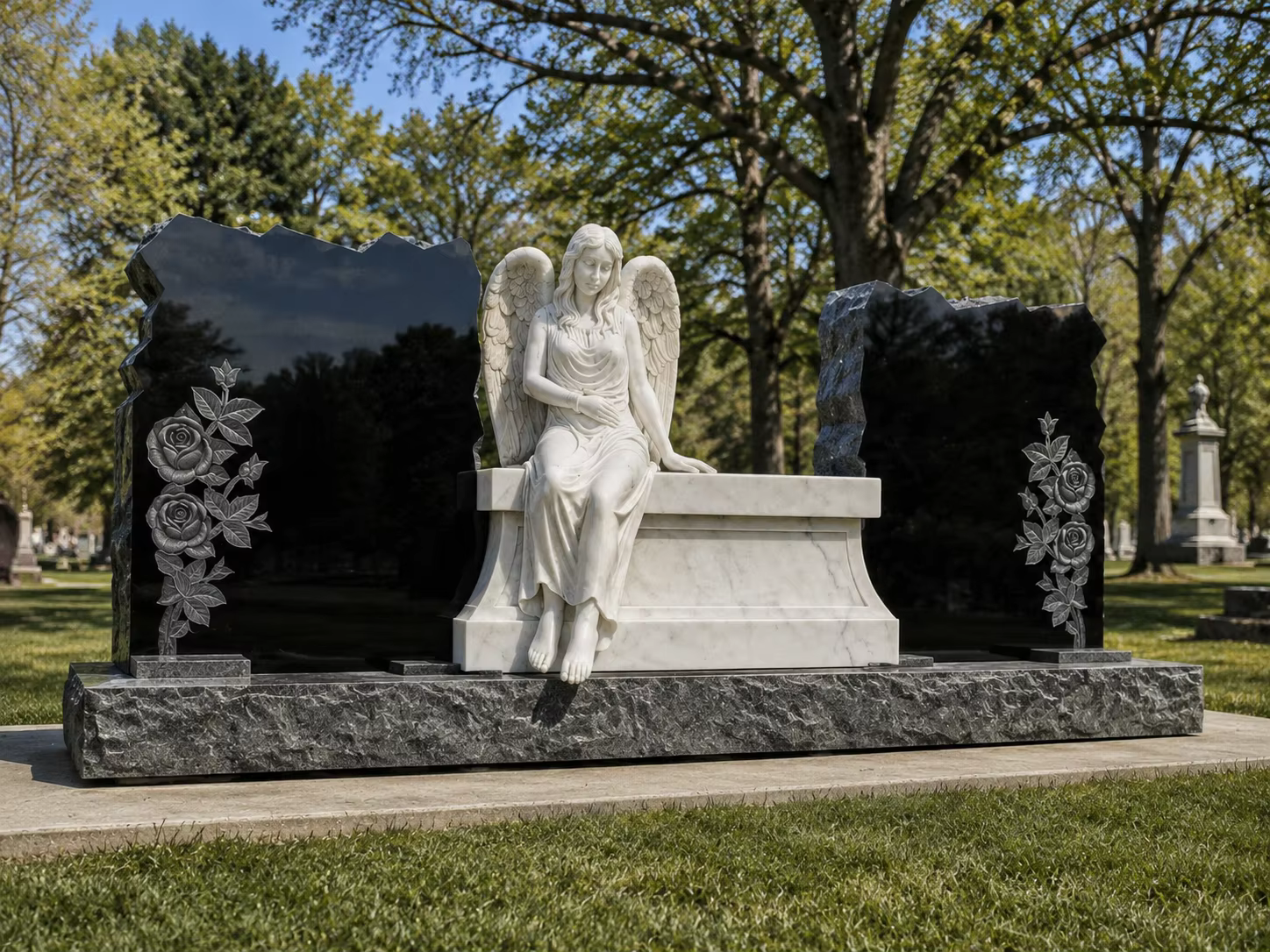 White Modern Marble Tombstone Statue detail image 4