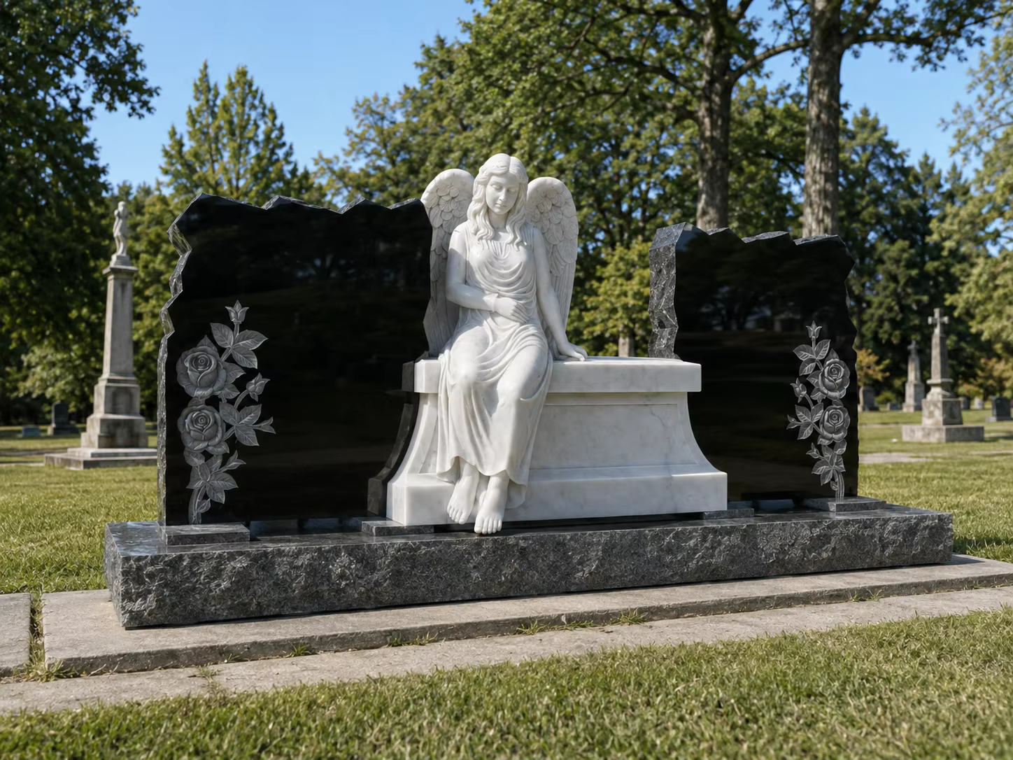 White Modern Marble Tombstone Statue detail image 5