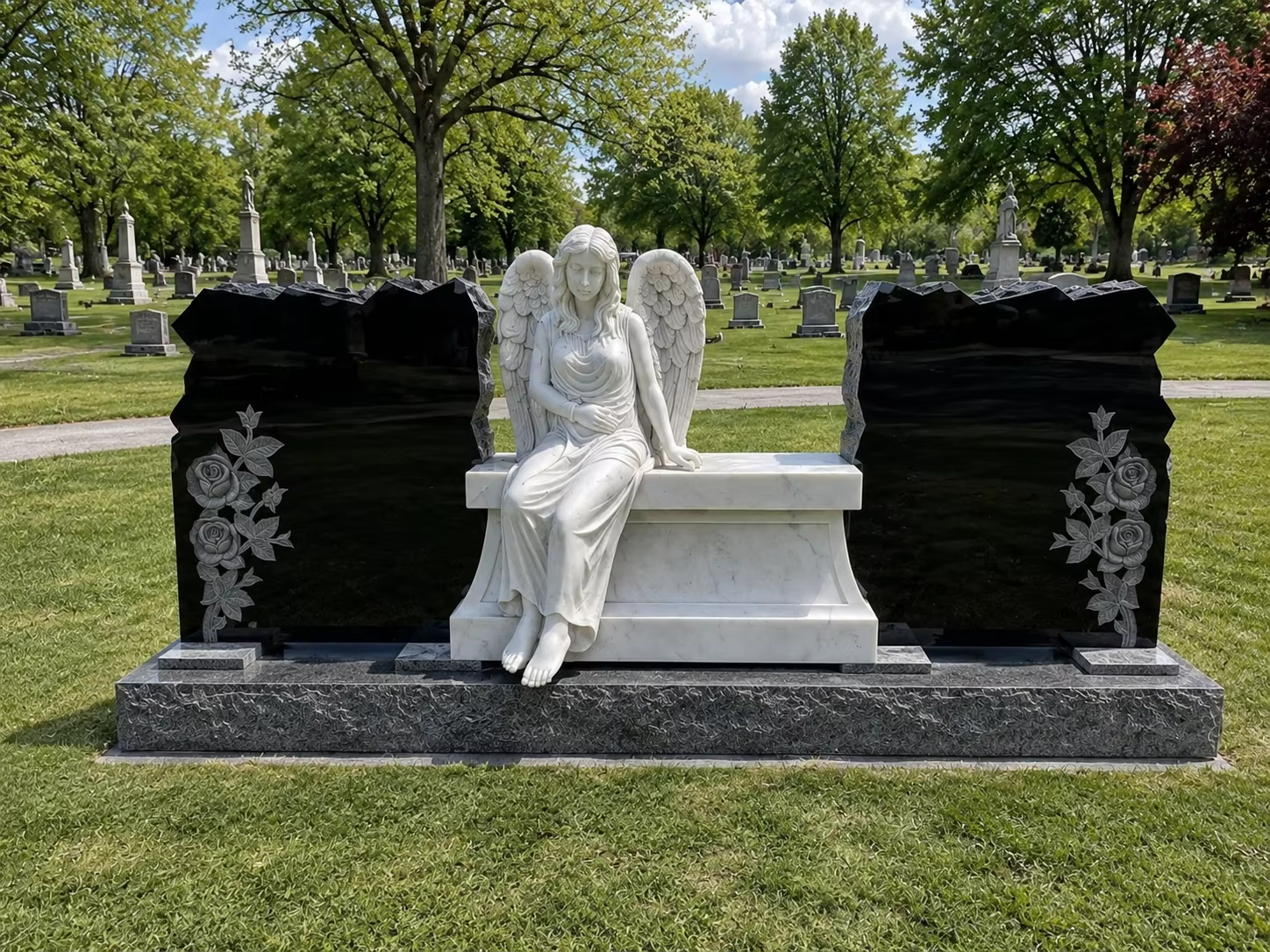 White Modern Marble Tombstone Statue detail image 6