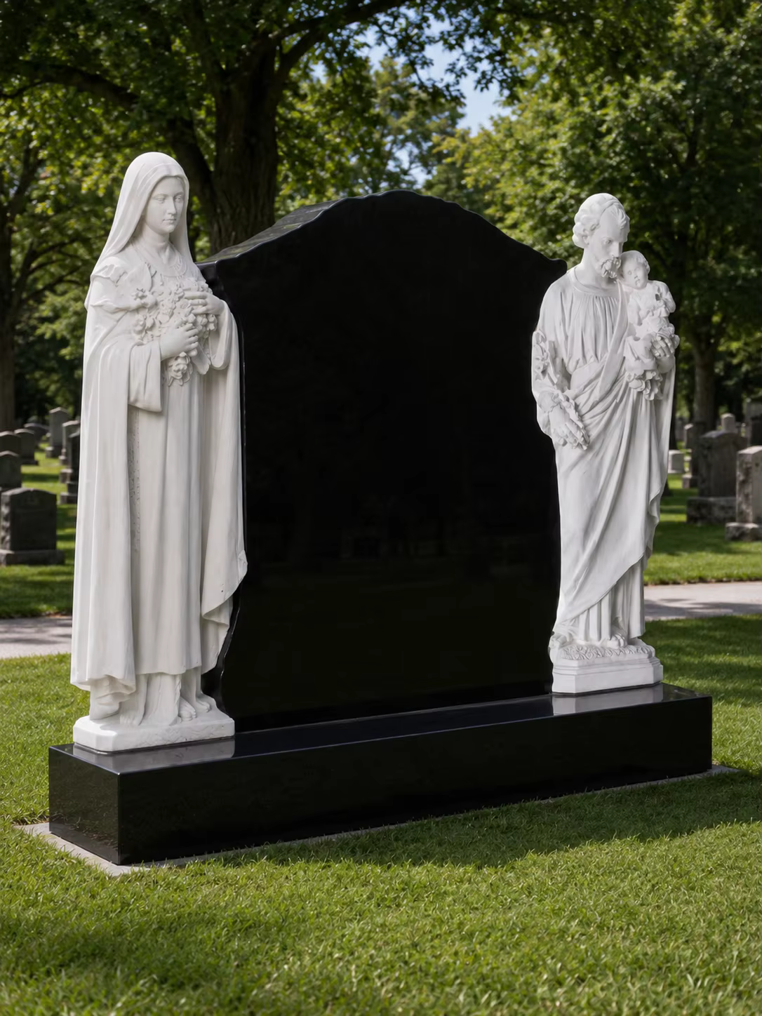 Black American Granite Tombstone Statue detail image 2