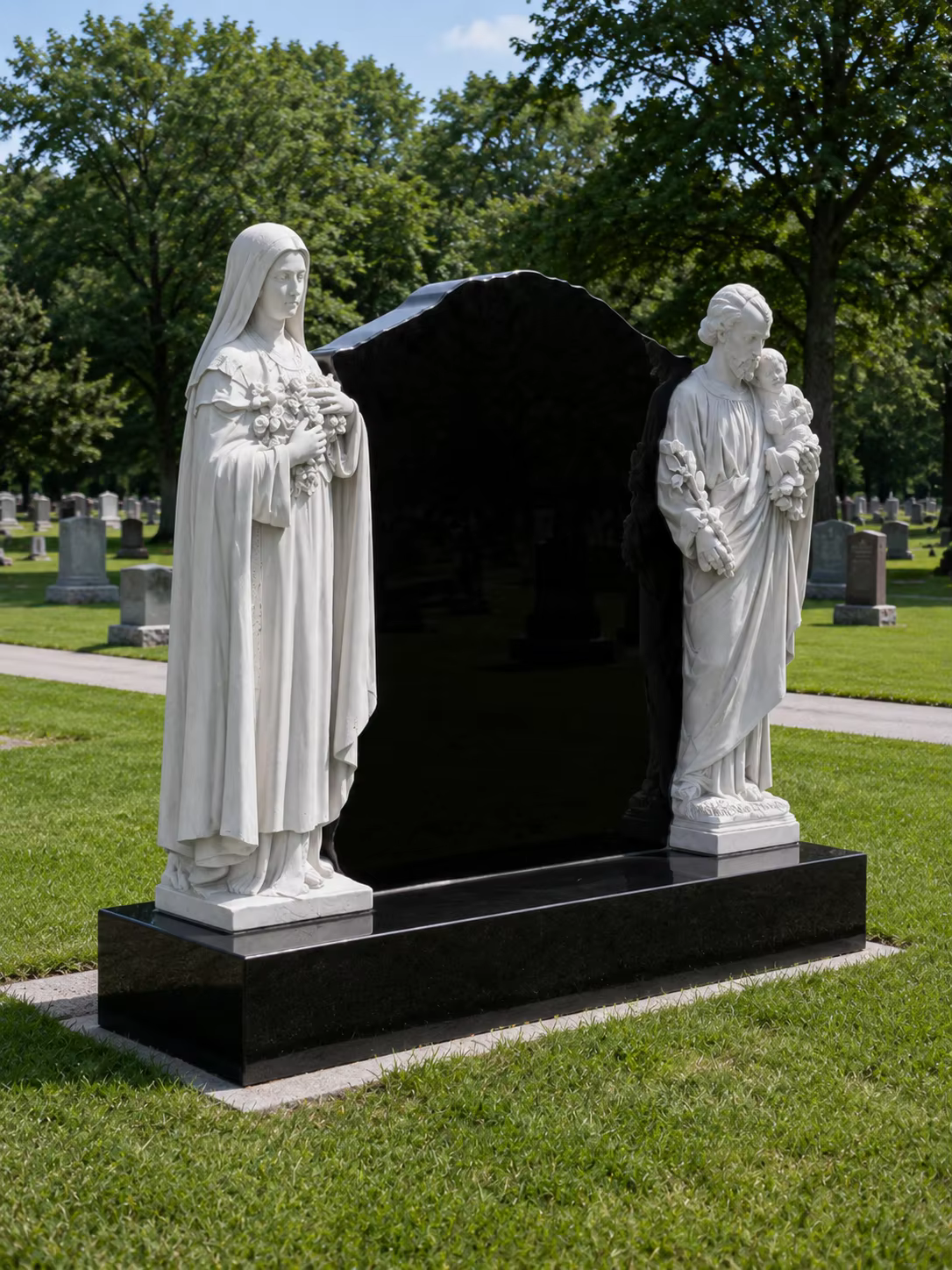 Black American Granite Tombstone Statue detail image 3