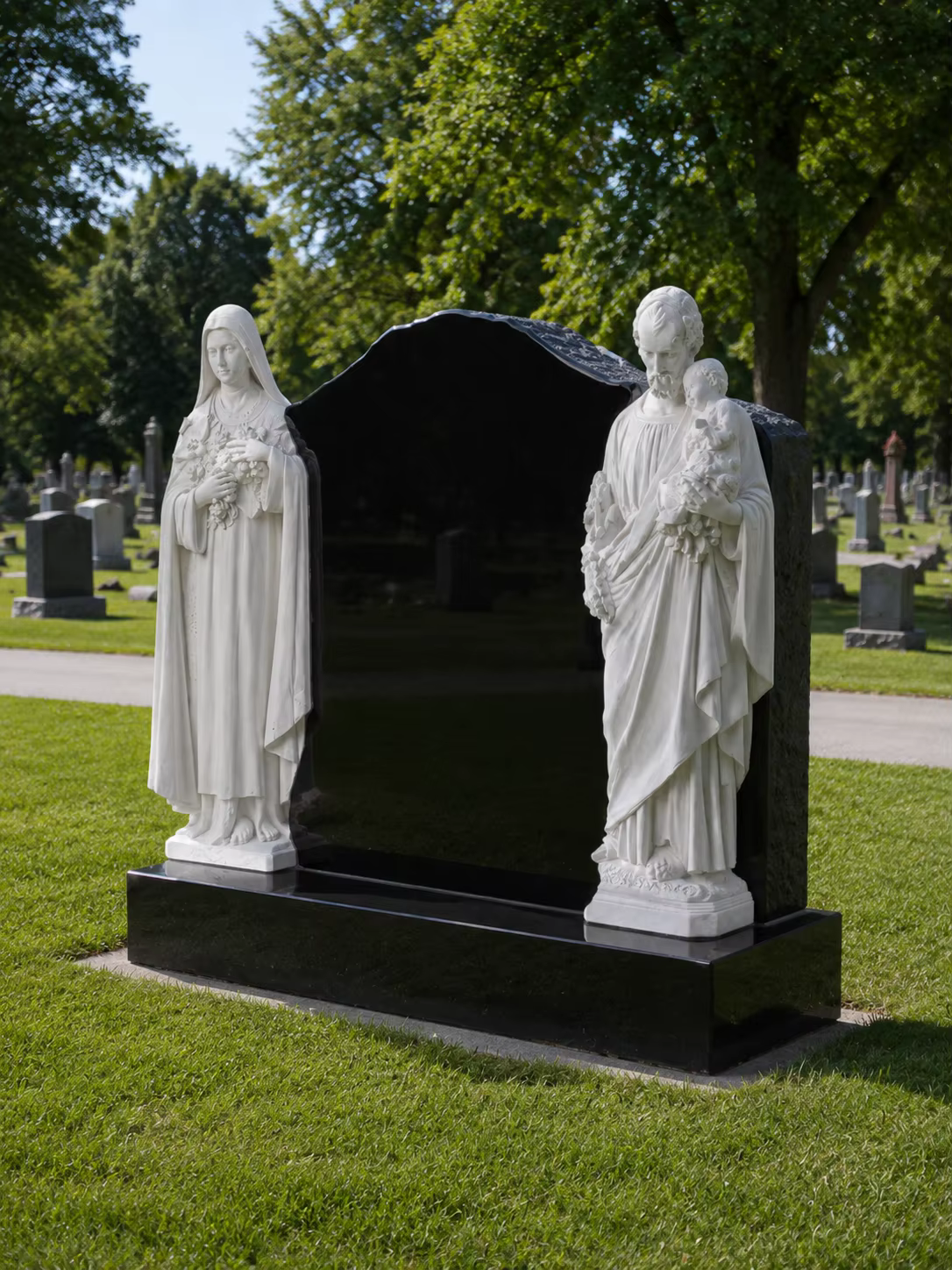 Black American Granite Tombstone Statue detail image 4