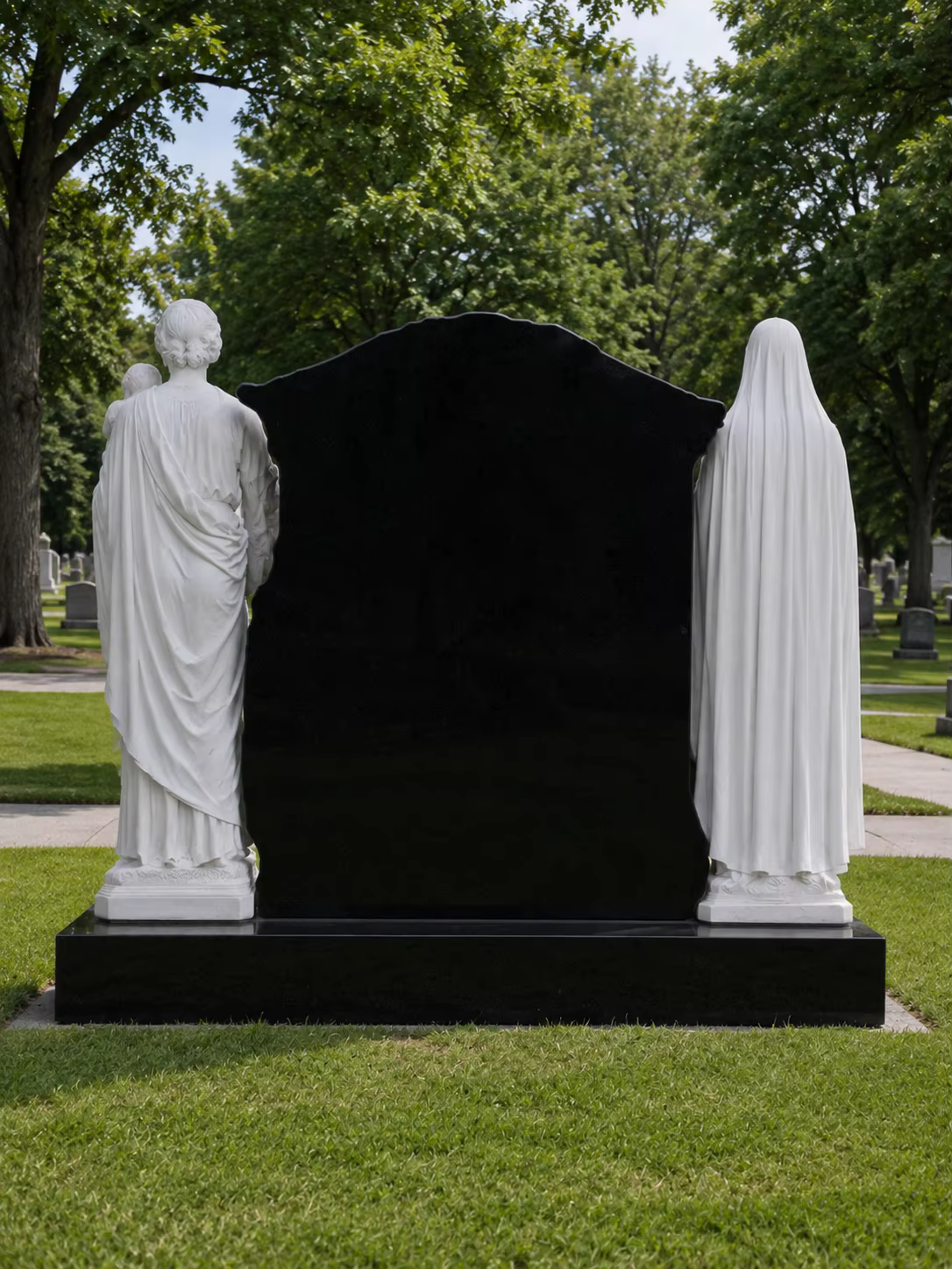 Black American Granite Tombstone Statue detail image 5