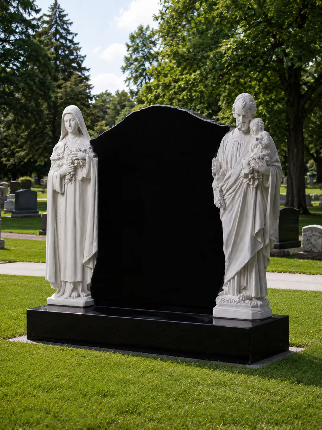 Black American Granite Tombstone Statue detail image 6