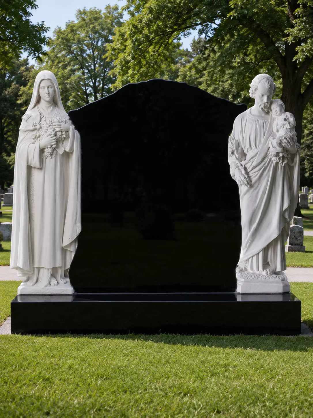 Black American Granite Tombstone Statue cemetery memorial stone