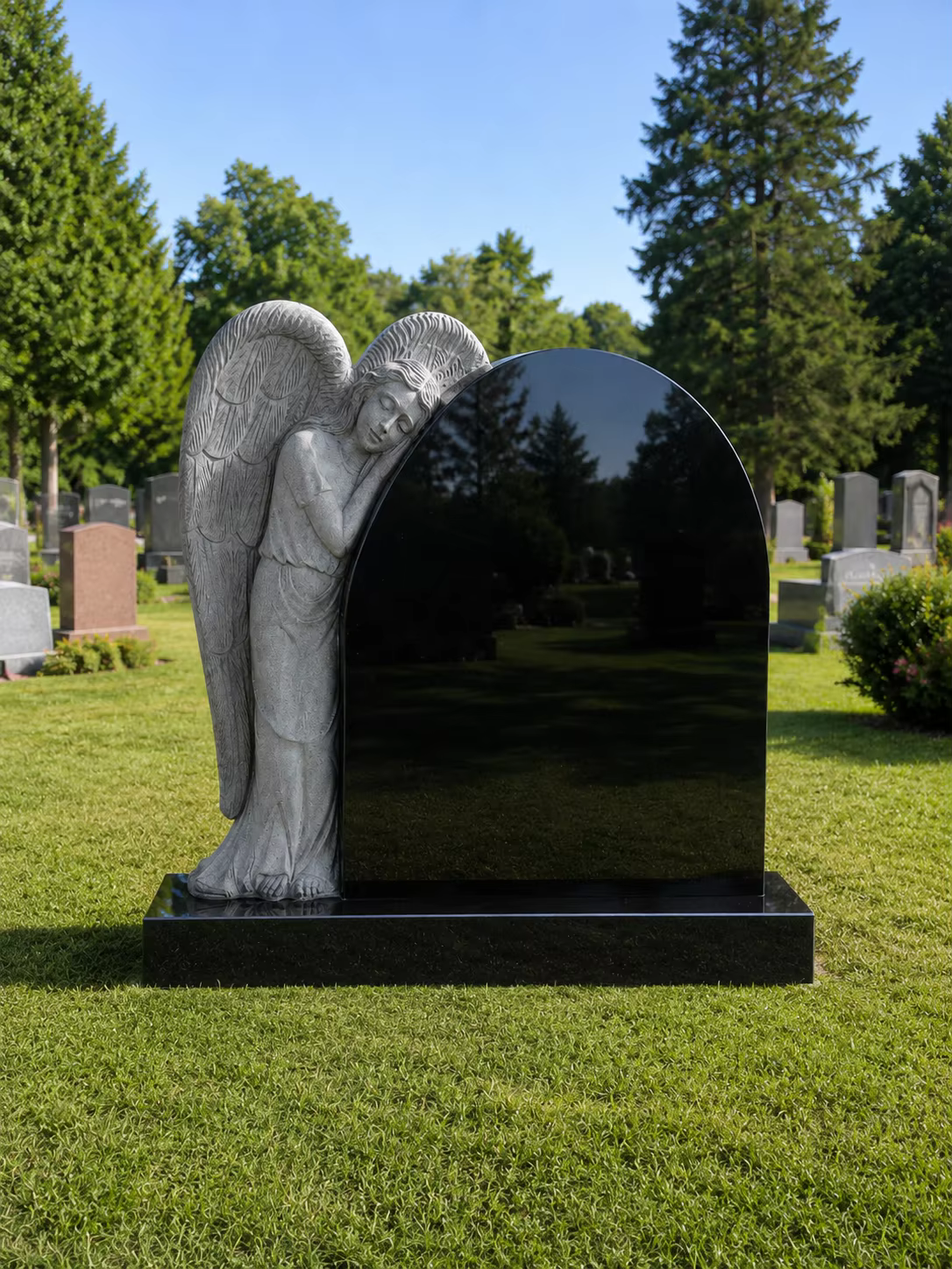 Blue American Granite Tombstone Statue detail image 2