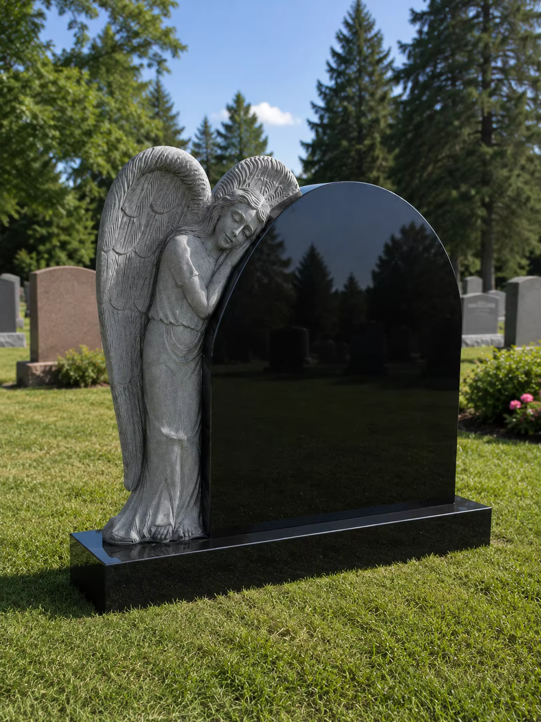 Blue American Granite Tombstone Statue detail image 3