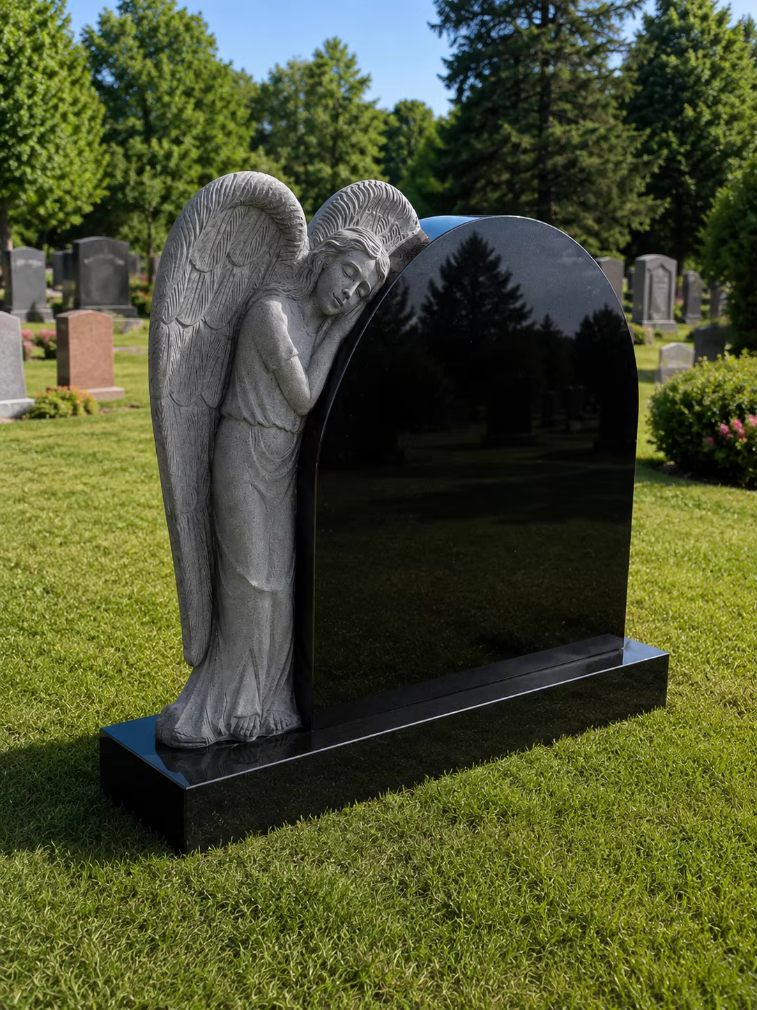 Blue American Granite Tombstone Statue detail image 4