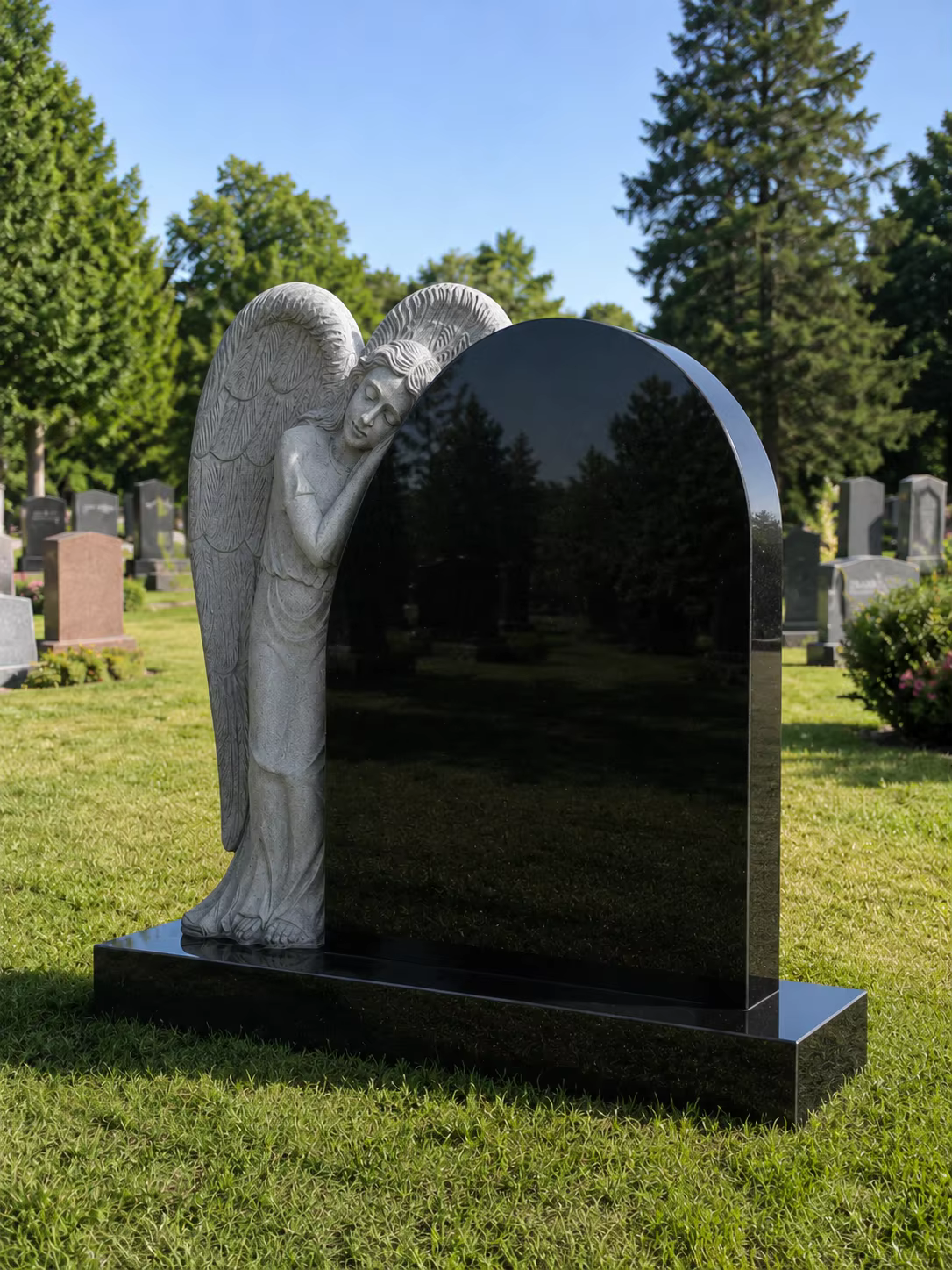 Blue American Granite Tombstone Statue detail image 5