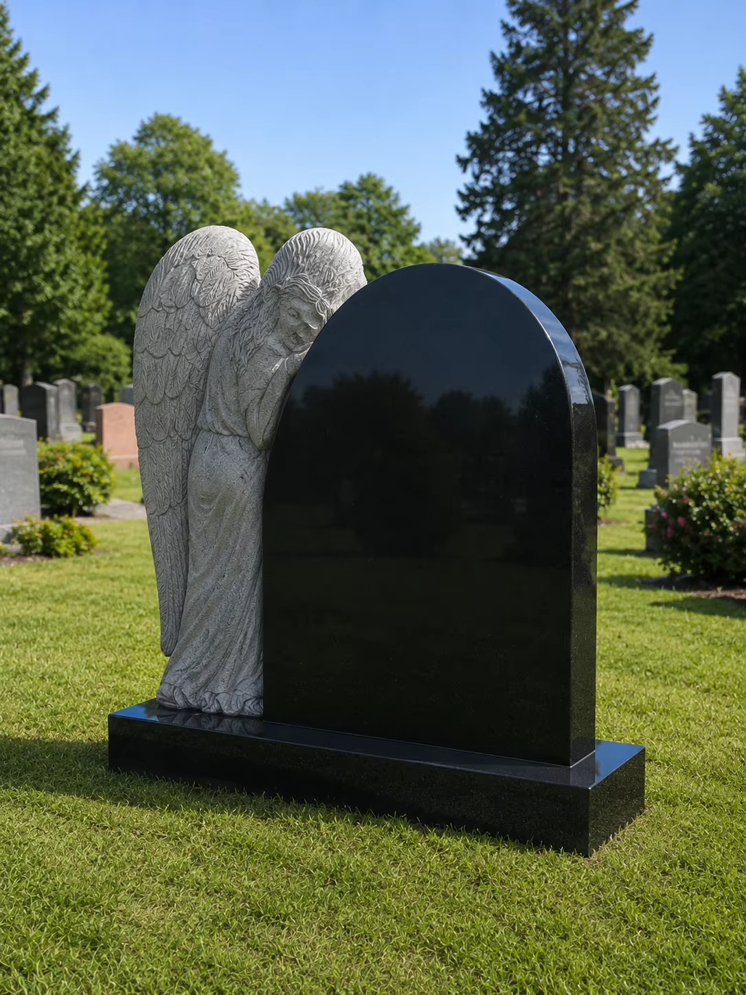 Blue American Granite Tombstone Statue detail image 6