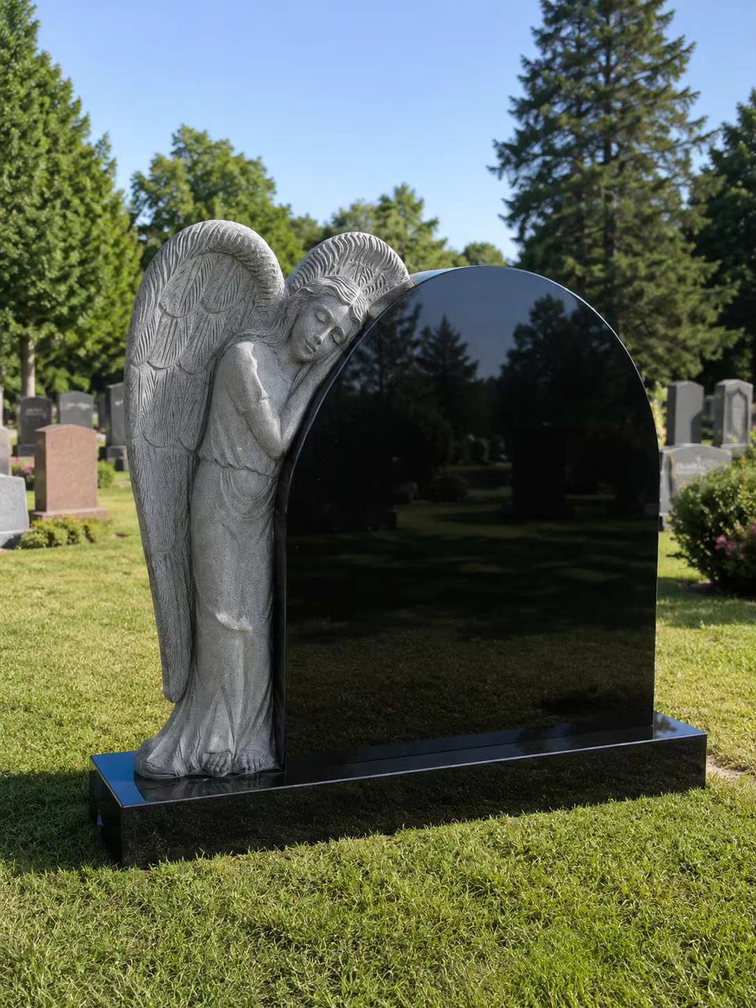 Blue American Granite Tombstone Statue cemetery memorial stone