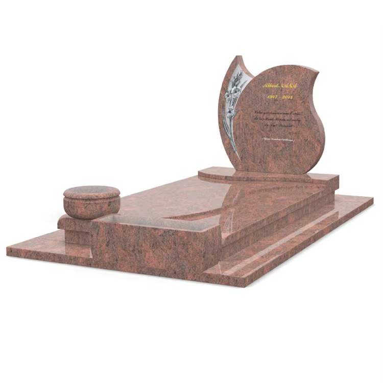 Red Custom Granite Gravestone cemetery memorial stone