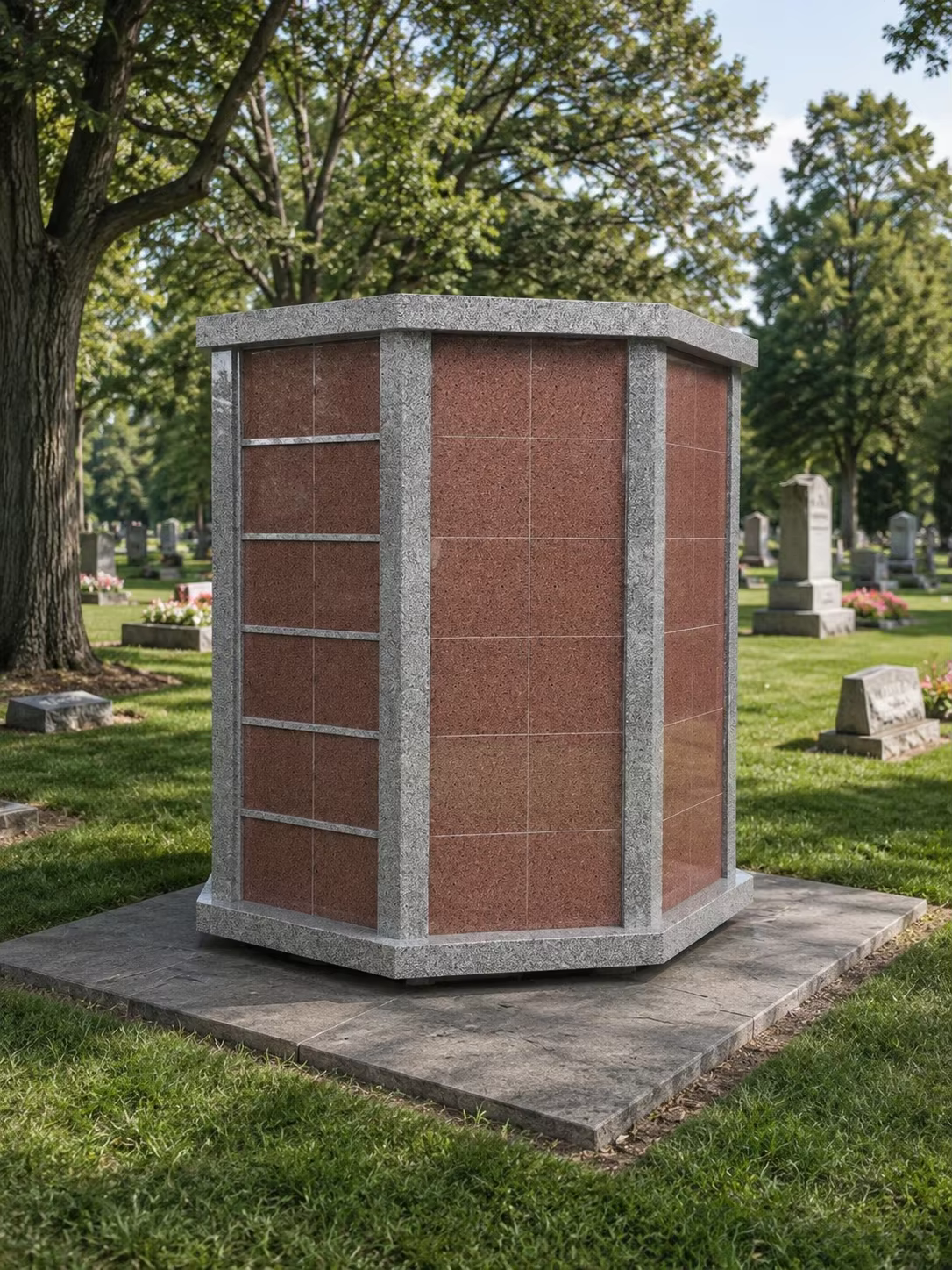 Gray American Granite Columbarium cemetery memorial stone