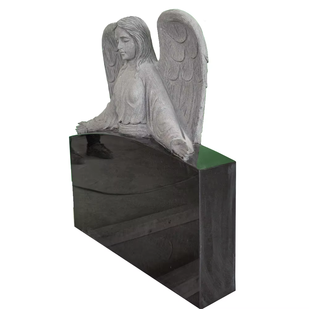 Black Traditional Granite Tombstone Statue detail image 2