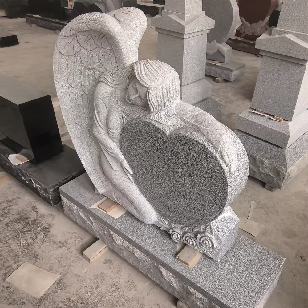 Grey Traditional Granite Tombstone Statue detail image 4