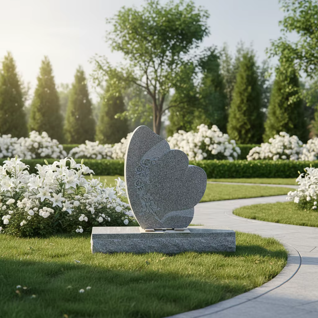 Grey American Granite Headstone cemetery memorial stone