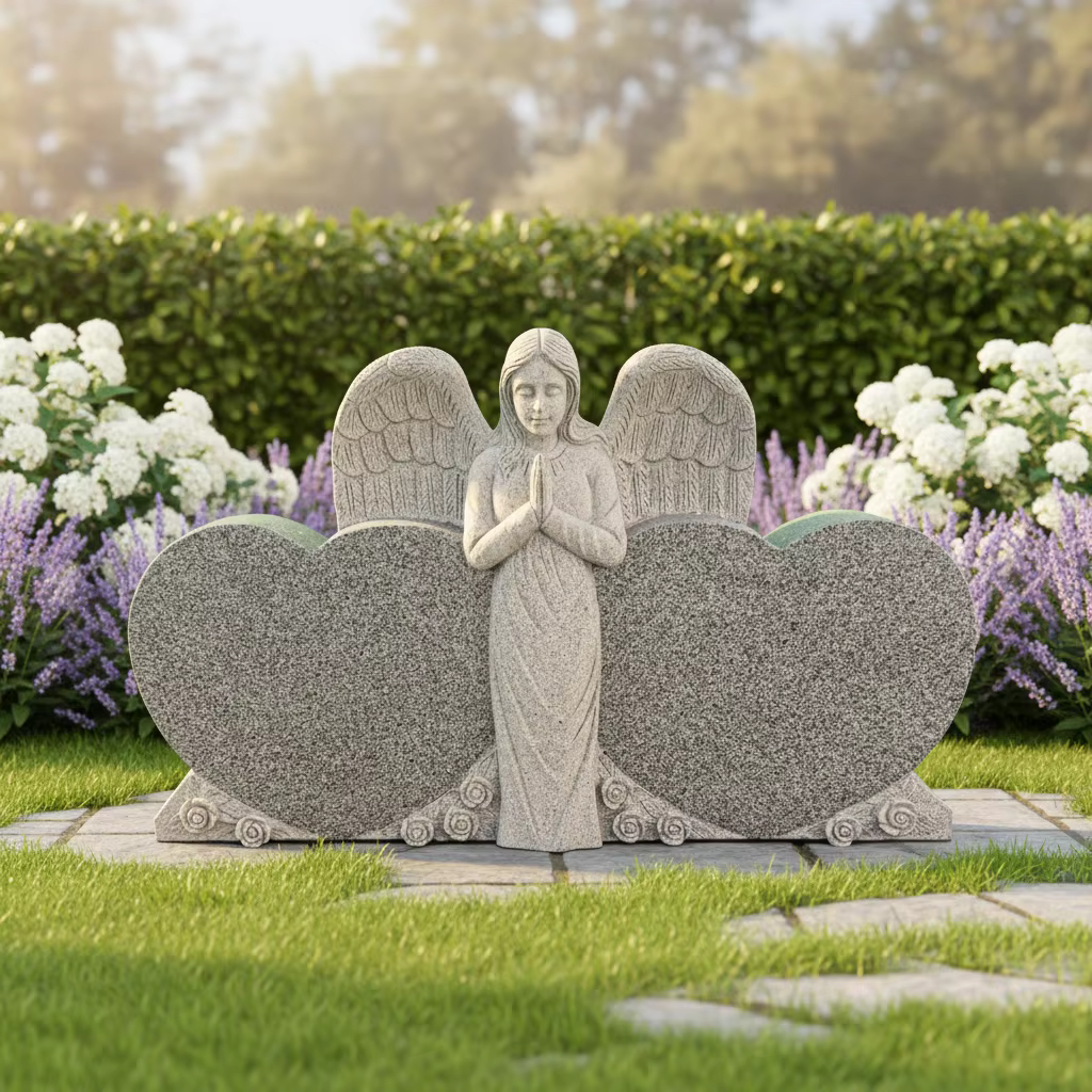 Grey Classic Granite Tombstone Statue cemetery memorial stone