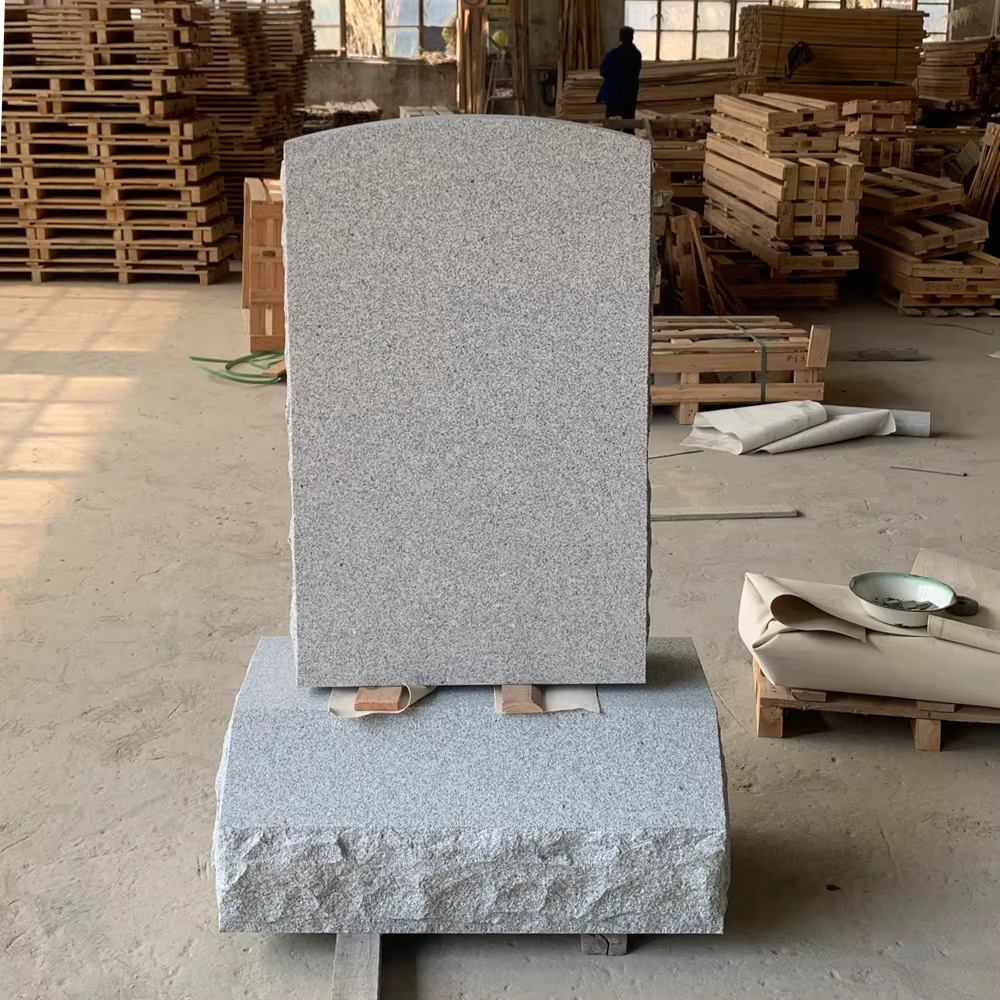 Grey Modern Granite Tombstone cemetery memorial stone