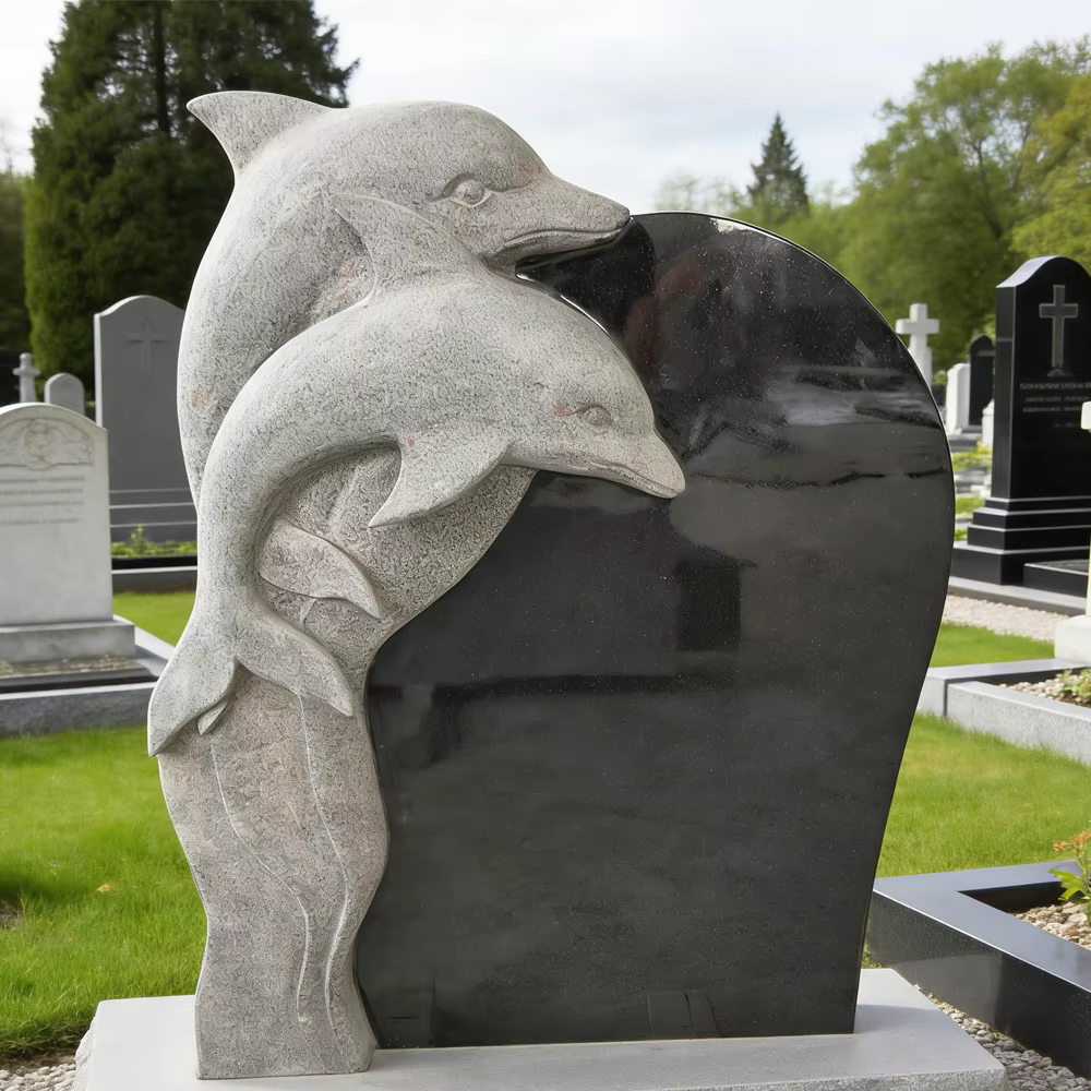 Black Modern Granite Tombstone cemetery memorial stone