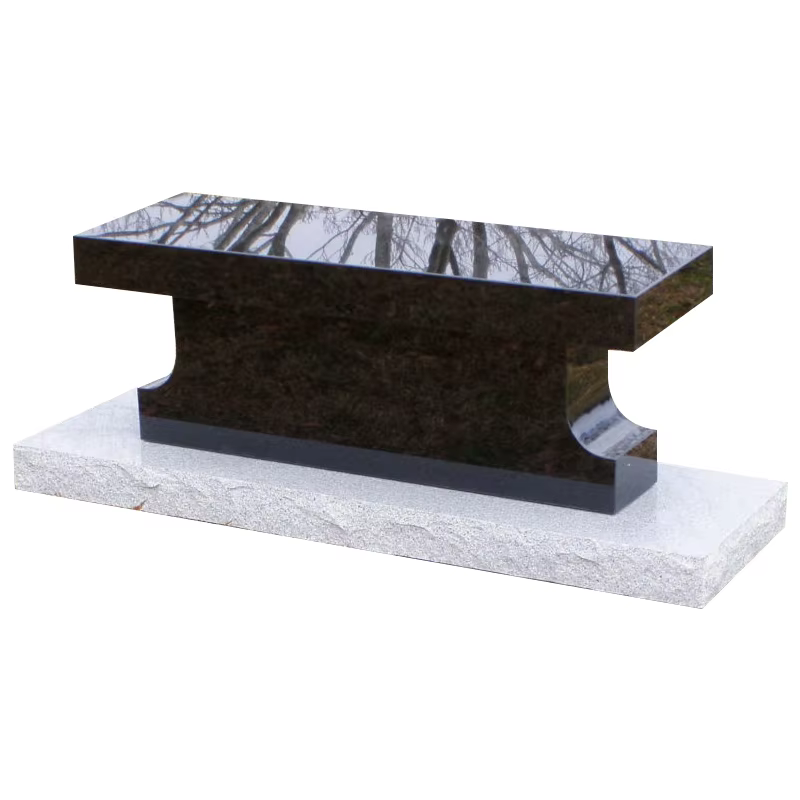 Black American Granite Memorial Bench cemetery memorial stone