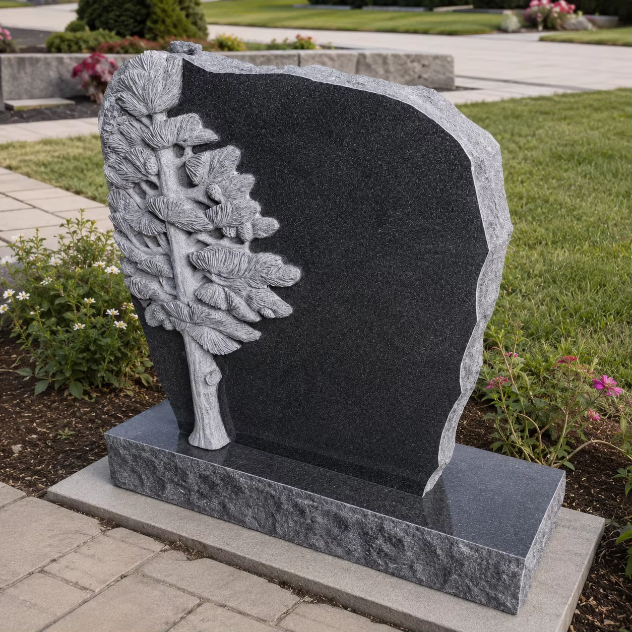 Black American Granite Headstone detail image 2