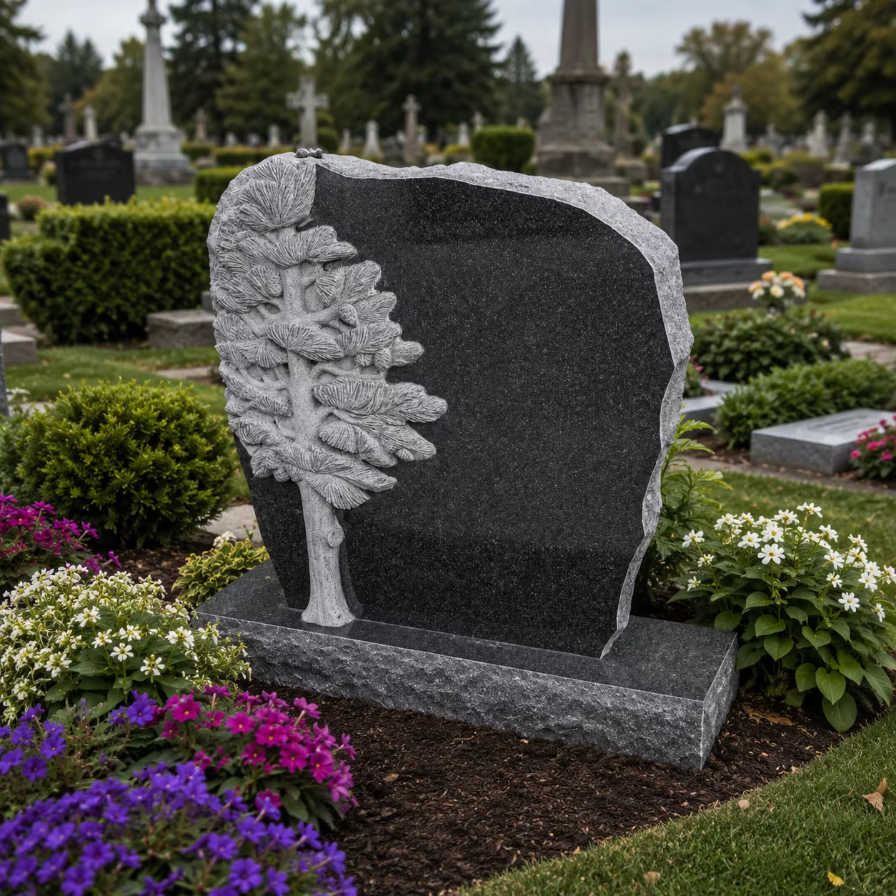 Black American Granite Headstone cemetery memorial stone