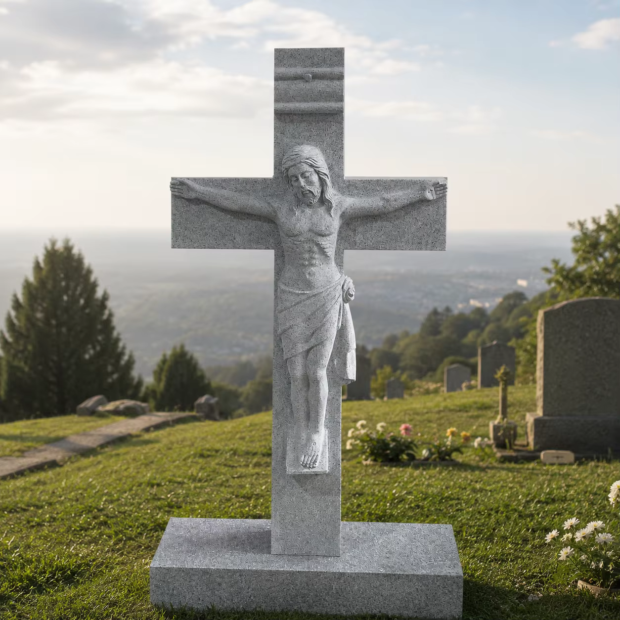 Granite Tombstone Statue cemetery memorial stone