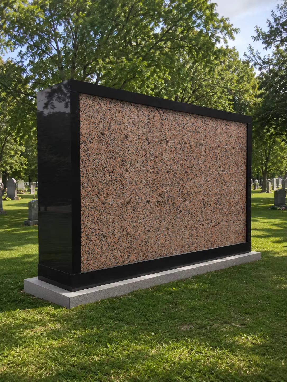 Pink Granite Columbarium 72 niches cemetery memorial stone
